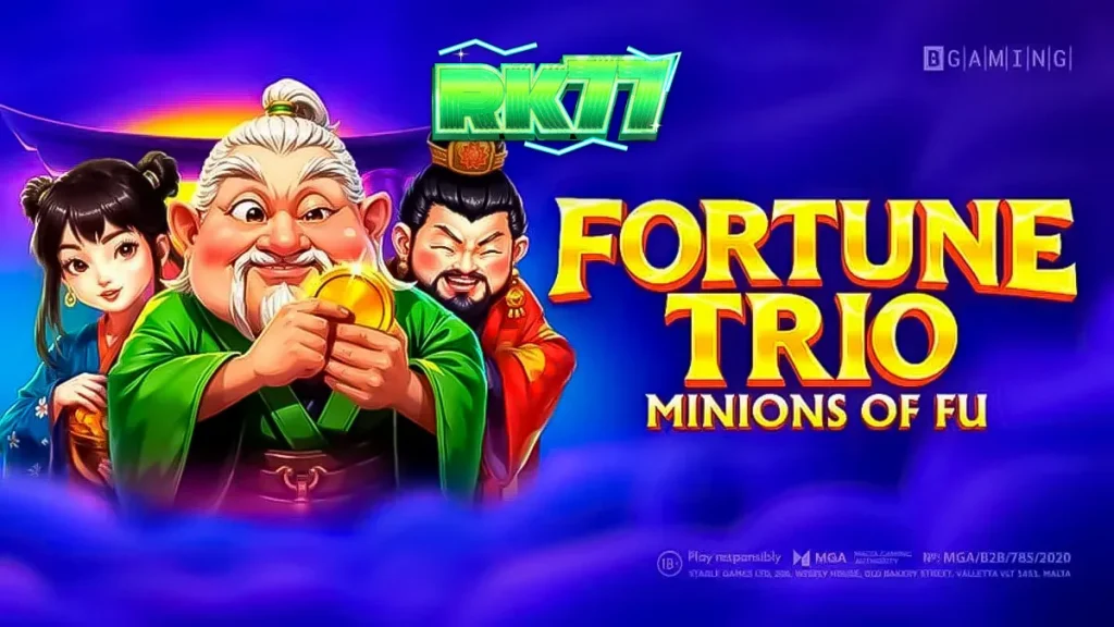 Tampilan visual slot Fortune Trio: Minions of Fu dengan elemen tradisional Asia